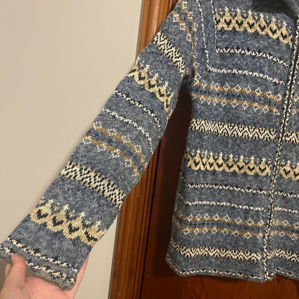 Element Blue and Tan Zip-Up Sweater Size M - Picture 4 of 6